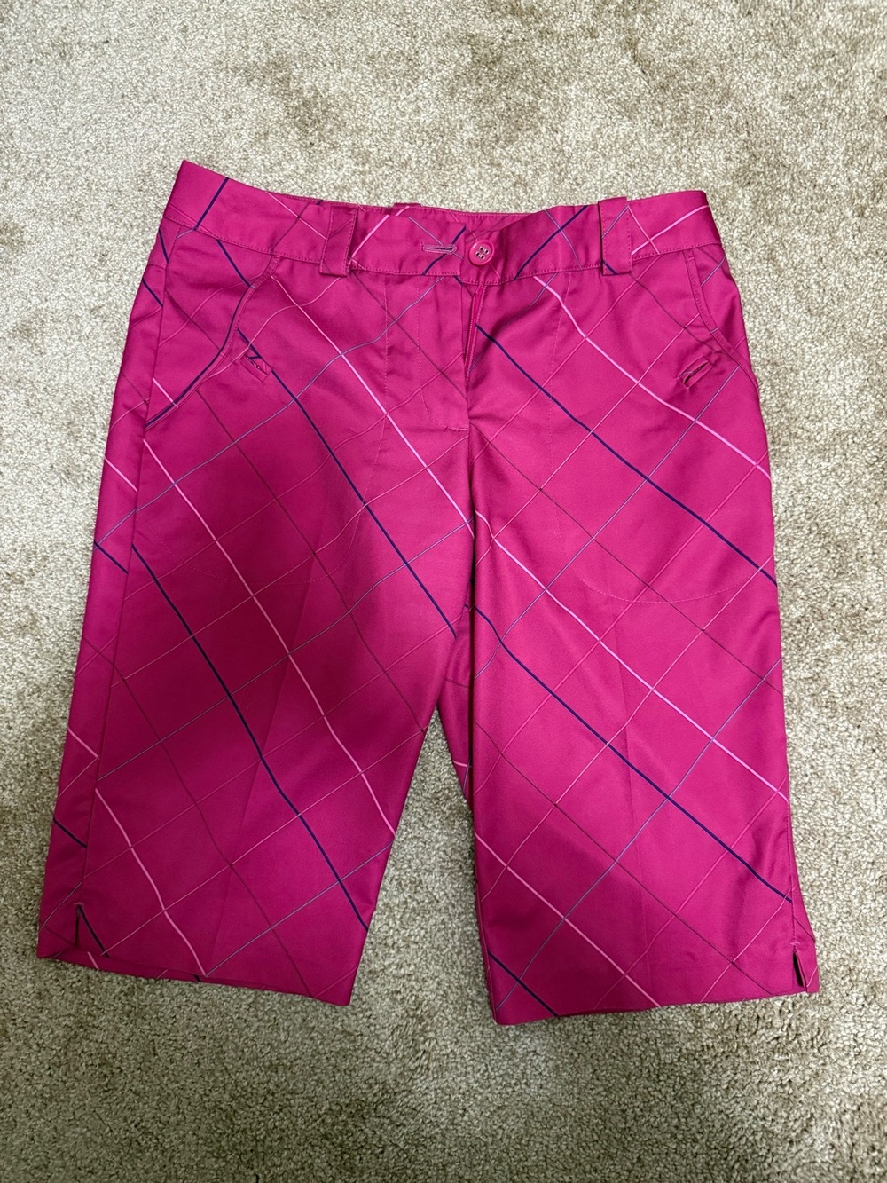 Nike Women's Fuchsia Plaid dri fit golf Shorts